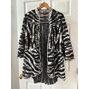 Chico's Travelers Cardigan Women’s  Animal Print Mesh Open Front Chic